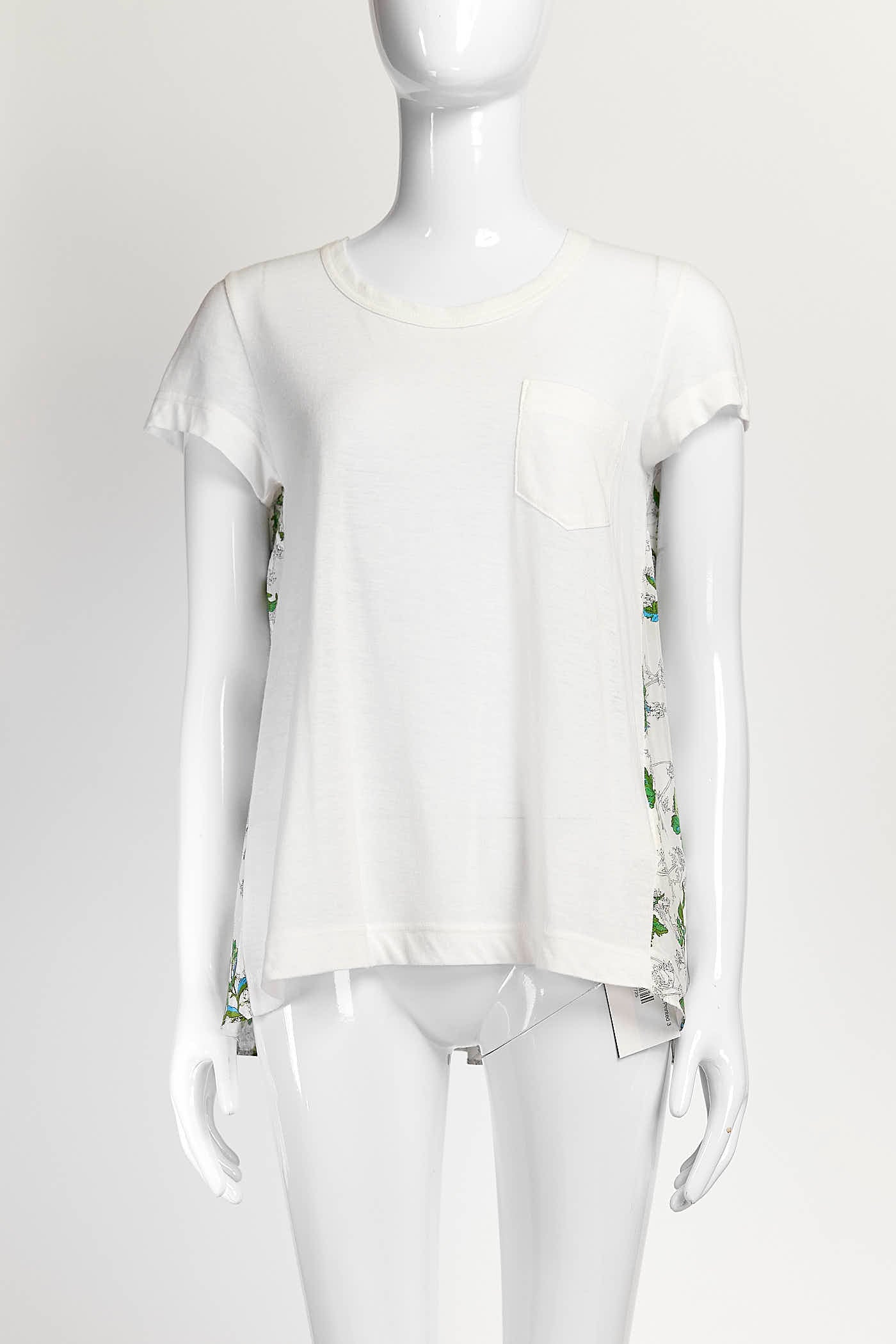 Sacai White Top with Floral Printed 3