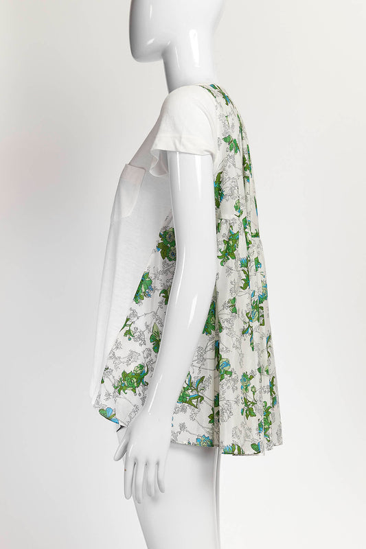 Sacai White Top with Floral Printed 3