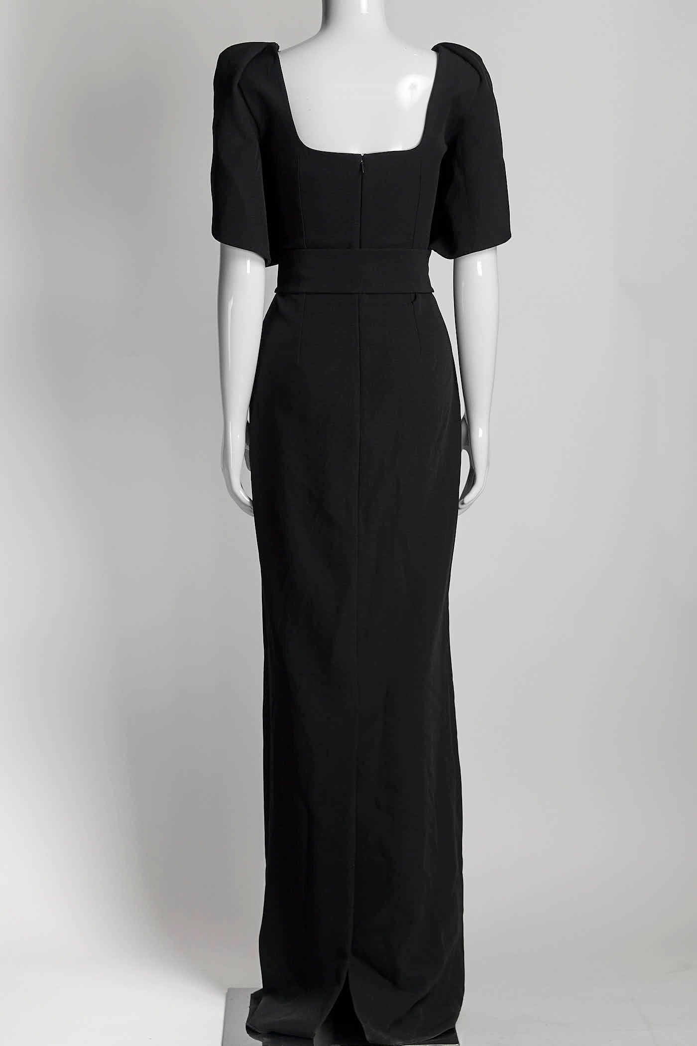 Safiyaa Black Gown with Crystal Detail US10