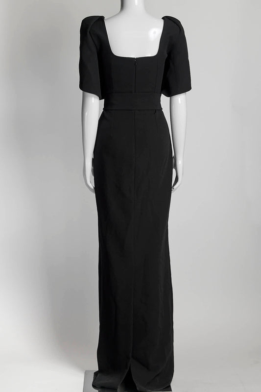 Safiyaa Black Gown with Crystal Detail US10