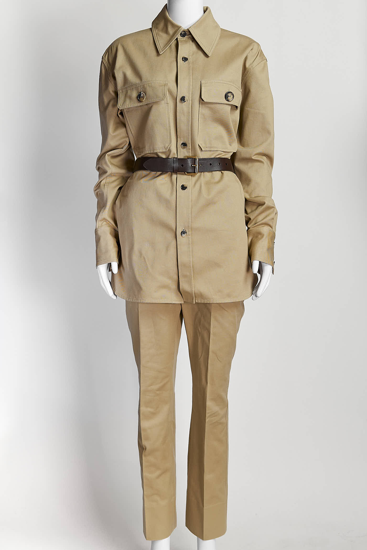 Saint Laurent Belted Saharienne Shirt Pant Set 36