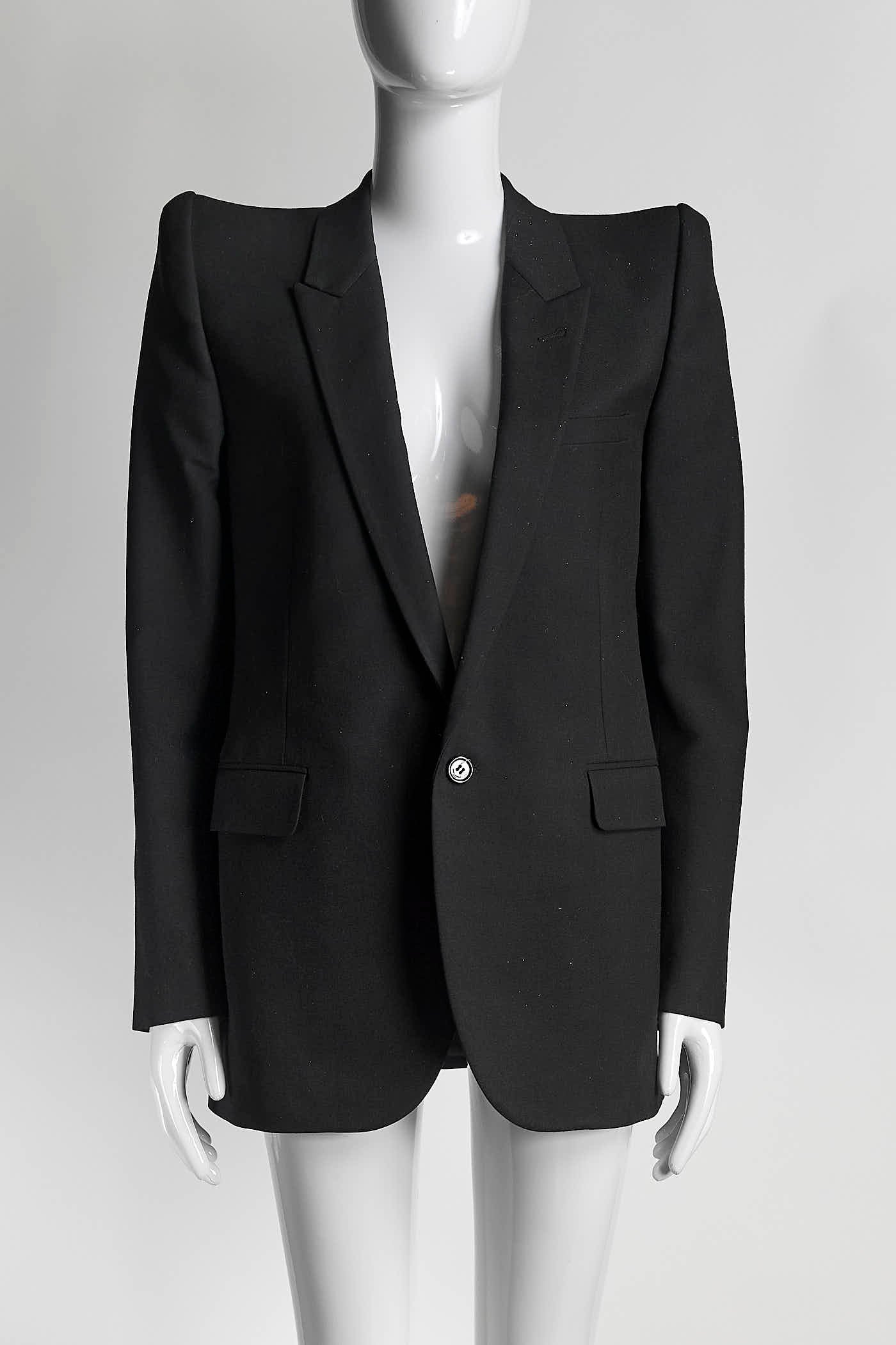 Saint Laurent Black Blazer with Shoulder Pad 40
