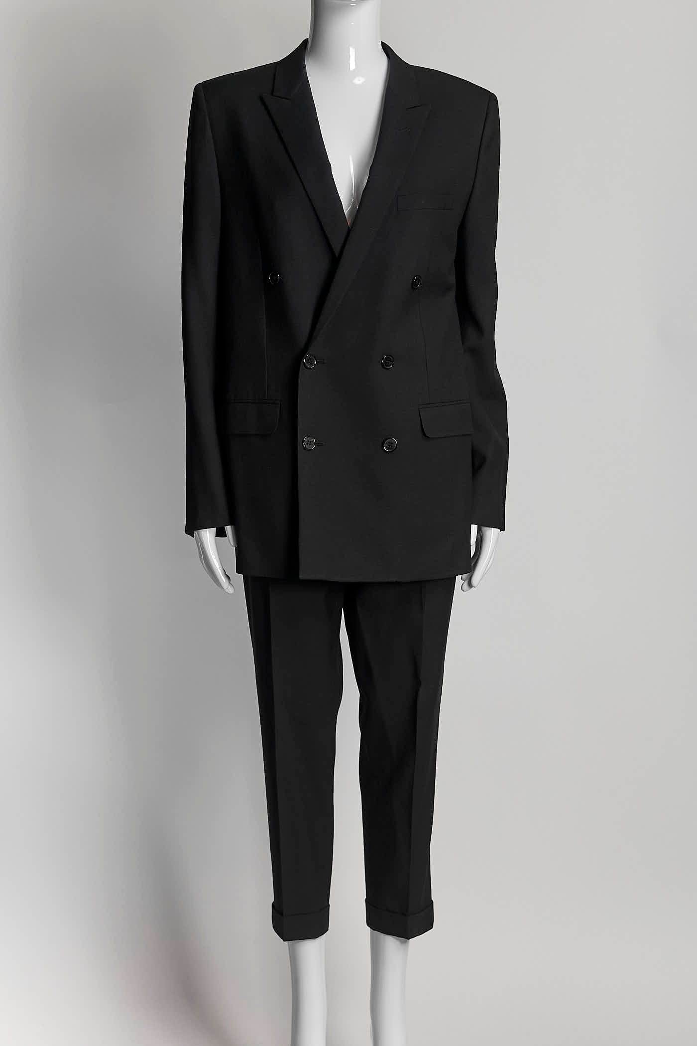 Saint Laurent Black Double Breasted Blazer/Trouser Suit 40