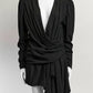 Saint Laurent Black Draped Jersey Dress 38
