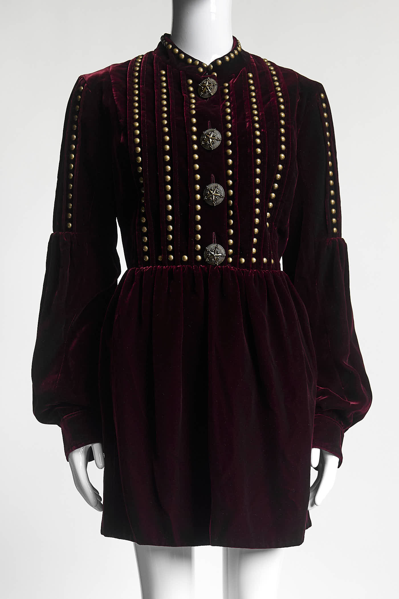 Saint Laurent Burgundy Velvet Dress 40