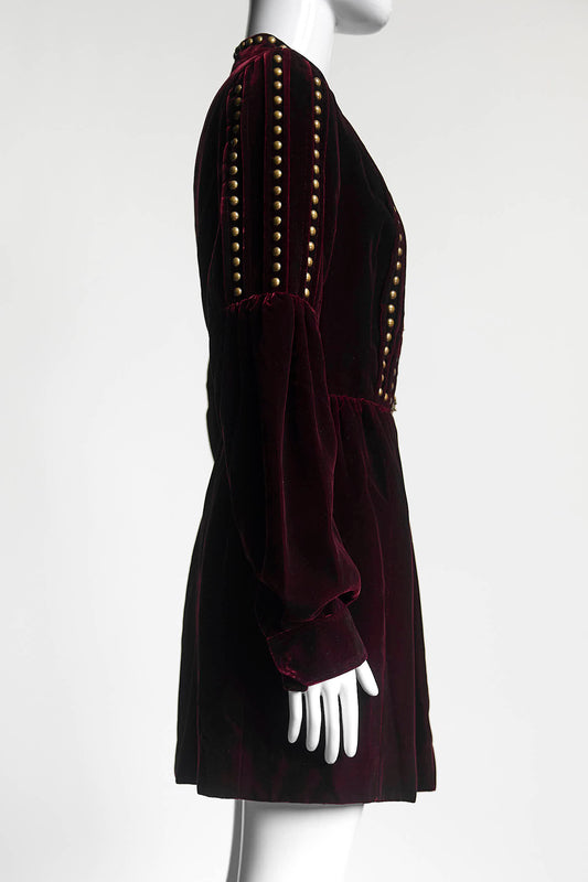 Saint Laurent Burgundy Velvet Dress 40