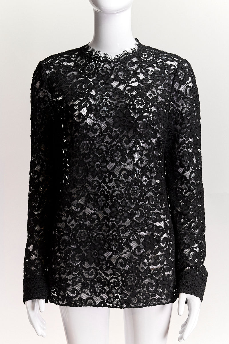 Saint Laurent Floral Lace Blouse IT38