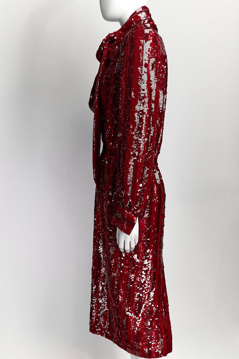 Saint Laurent Red Sequin Dress IT 40