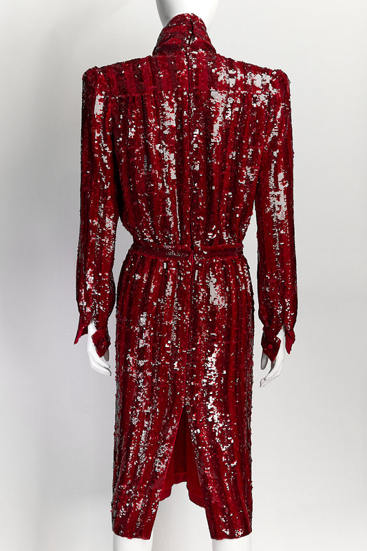 Saint Laurent Red Sequin Dress IT 40