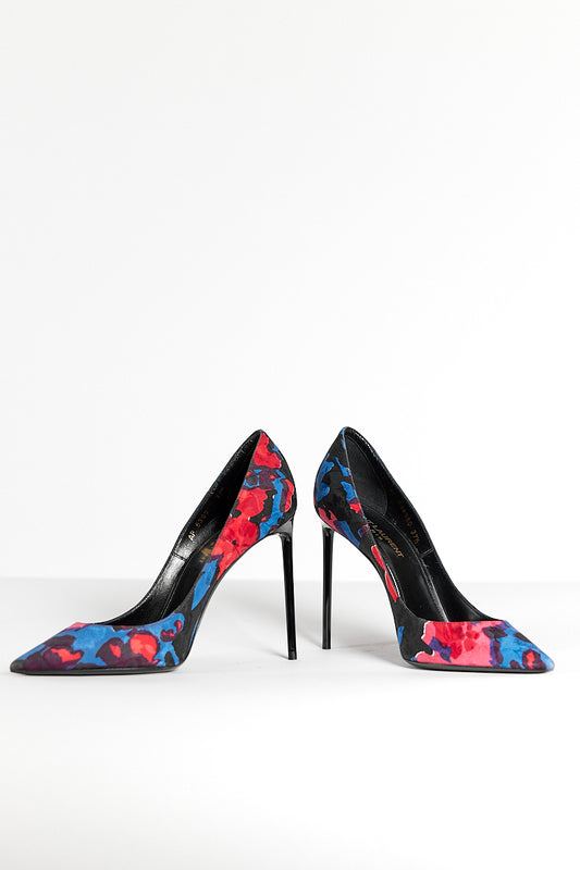 Saint Laurent  Tessuto Silk Floral Zoe Pump 35 Multicolor 37.5