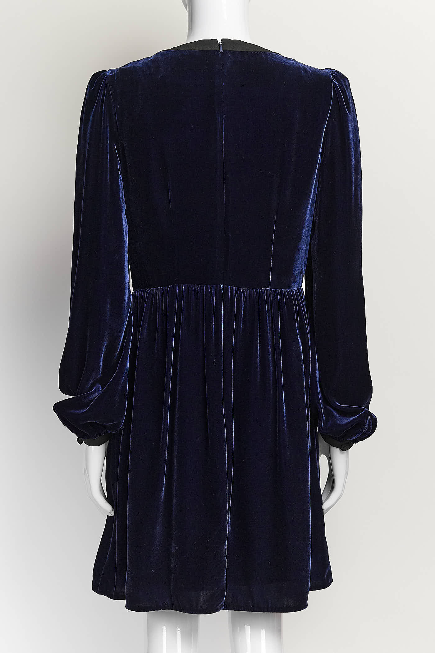 Saloni Navy Velvet Dress with Bow Detail UK8