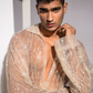 ALI HAIDER COUTURE EMBROIDERED MESH SHIRT - SIZE MEDIUM (MEN)