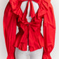 Sea New York Red Open-back Ruffled  Blouse US10