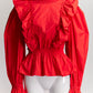 Sea New York Red Open-back Ruffled  Blouse US10