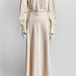 Self-Portrait Cream Satin Embellished Bib Maxi Dress US 6