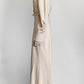 Self-Portrait Cream Satin Embellished Bib Maxi Dress US 6