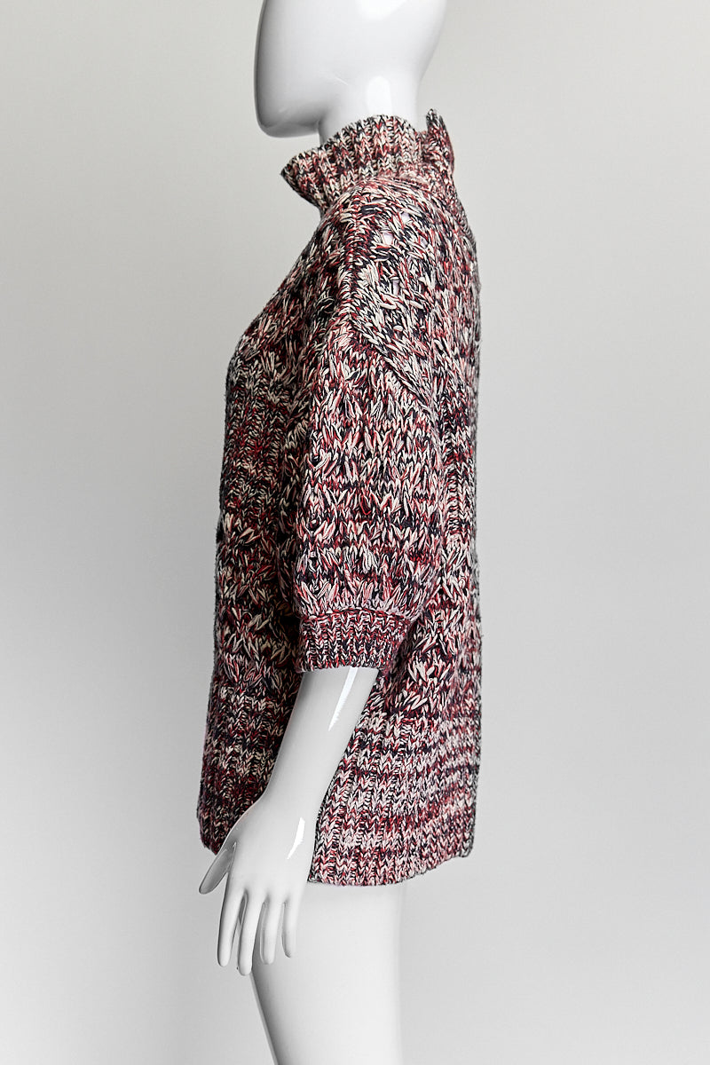 Self-Portrait Red Multicolor Turtleneck Sweater L