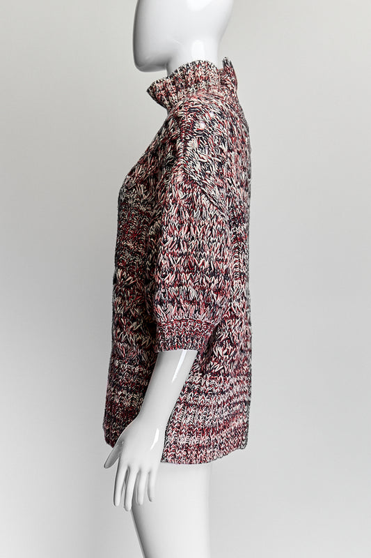 Self-Portrait Red Multicolor Turtleneck Sweater L