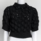 Simone Rocha Black Wool Short-sleeved Sweater with Beaded S