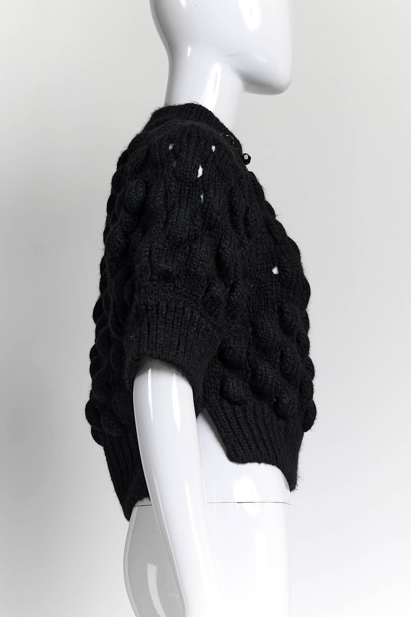 Simone Rocha Black Wool Short-sleeved Sweater with Beaded S