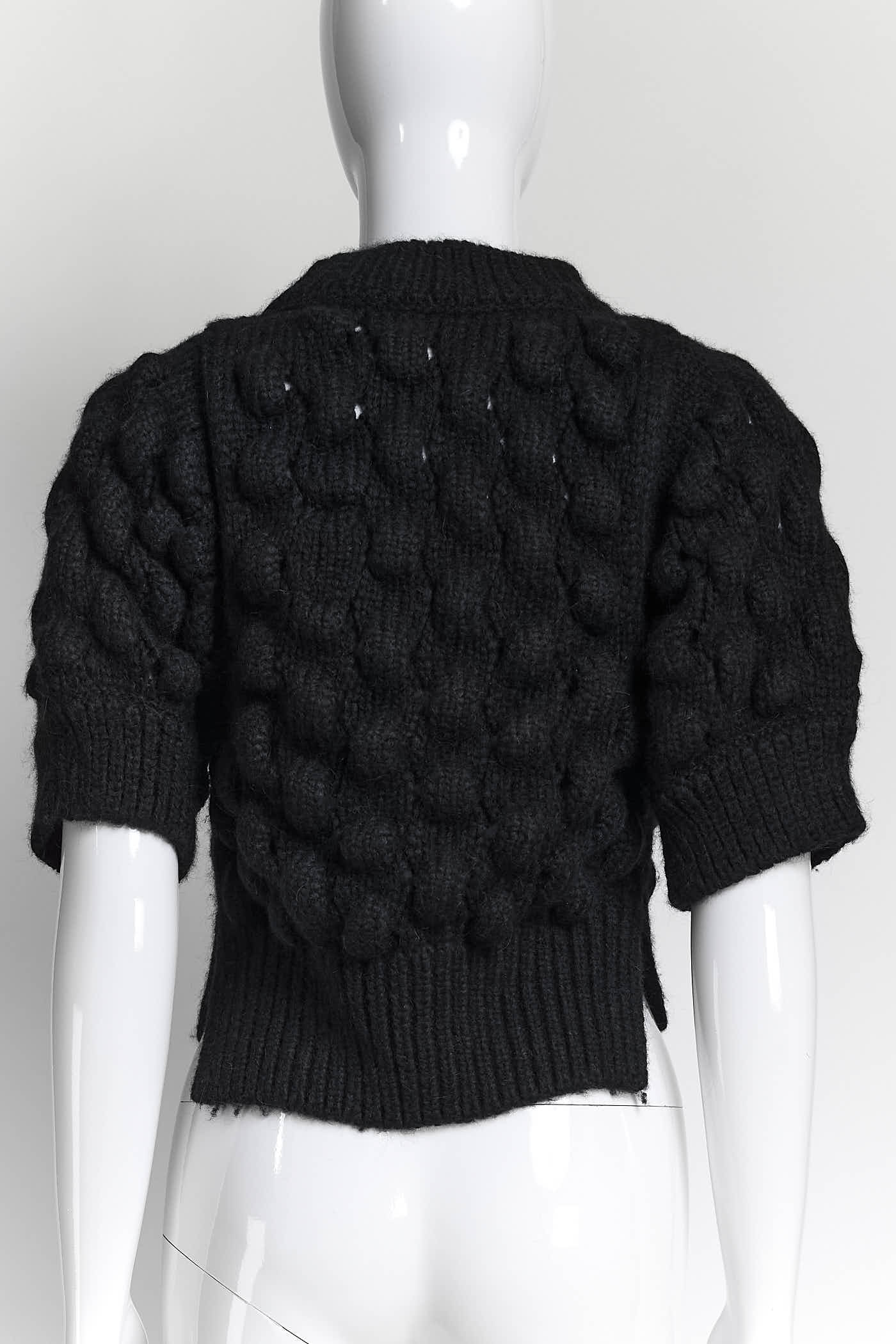 Simone Rocha Black Wool Short-sleeved Sweater with Beaded S