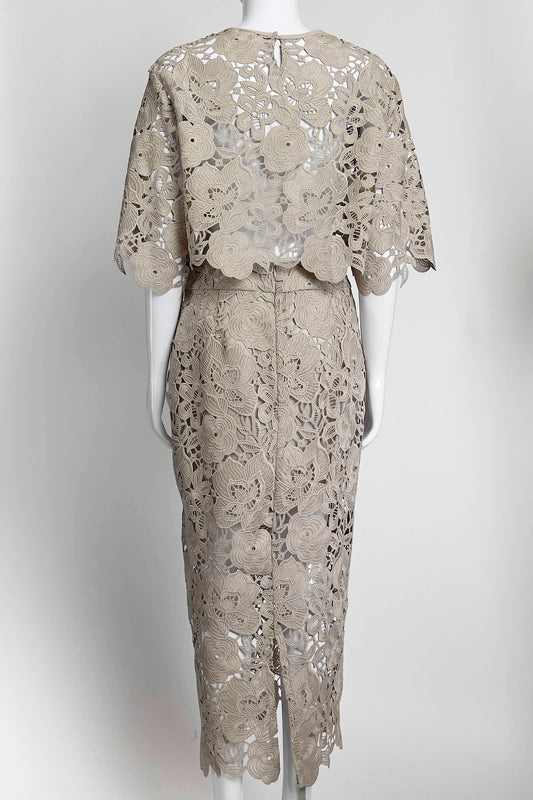 Smythe Beige Lace Top/Pencil Skirt Set 4