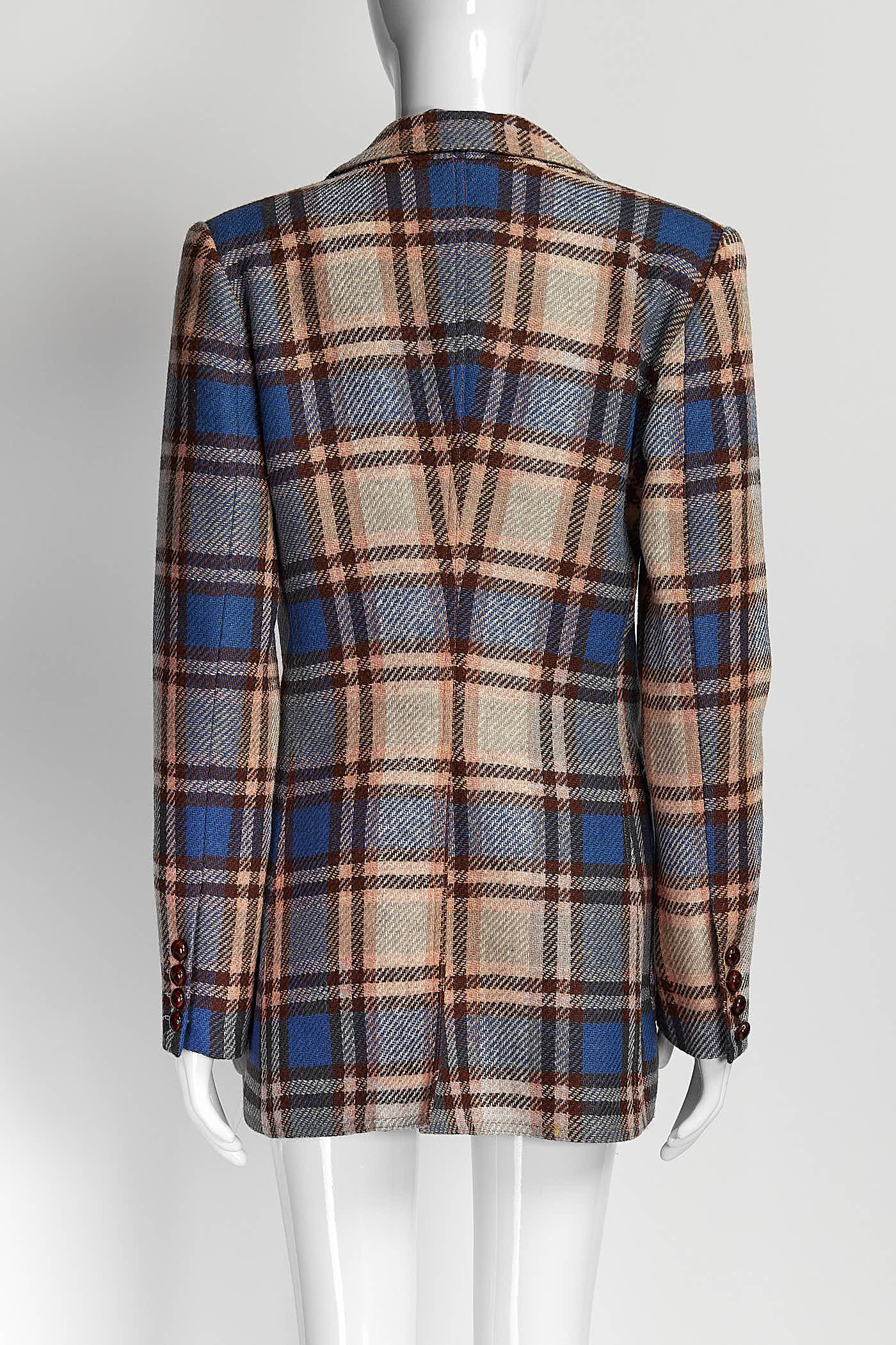 Smythe Pink/Blue Plaid Wool Blazer 4