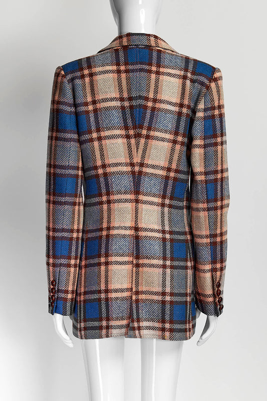 Smythe Pink/Blue Plaid Wool Blazer 4