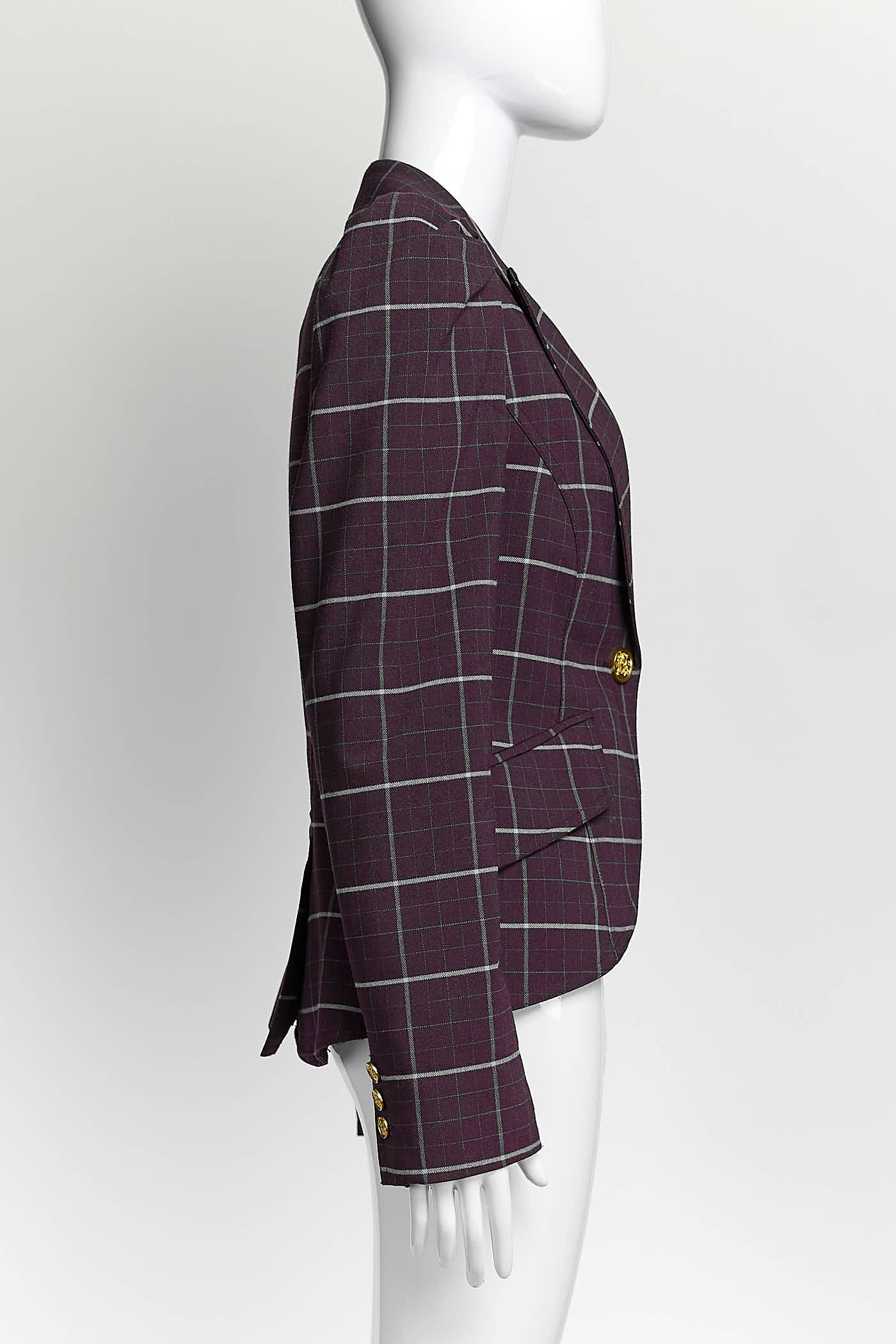 Smythe Purple Plaid Single Breasted Blazer 8