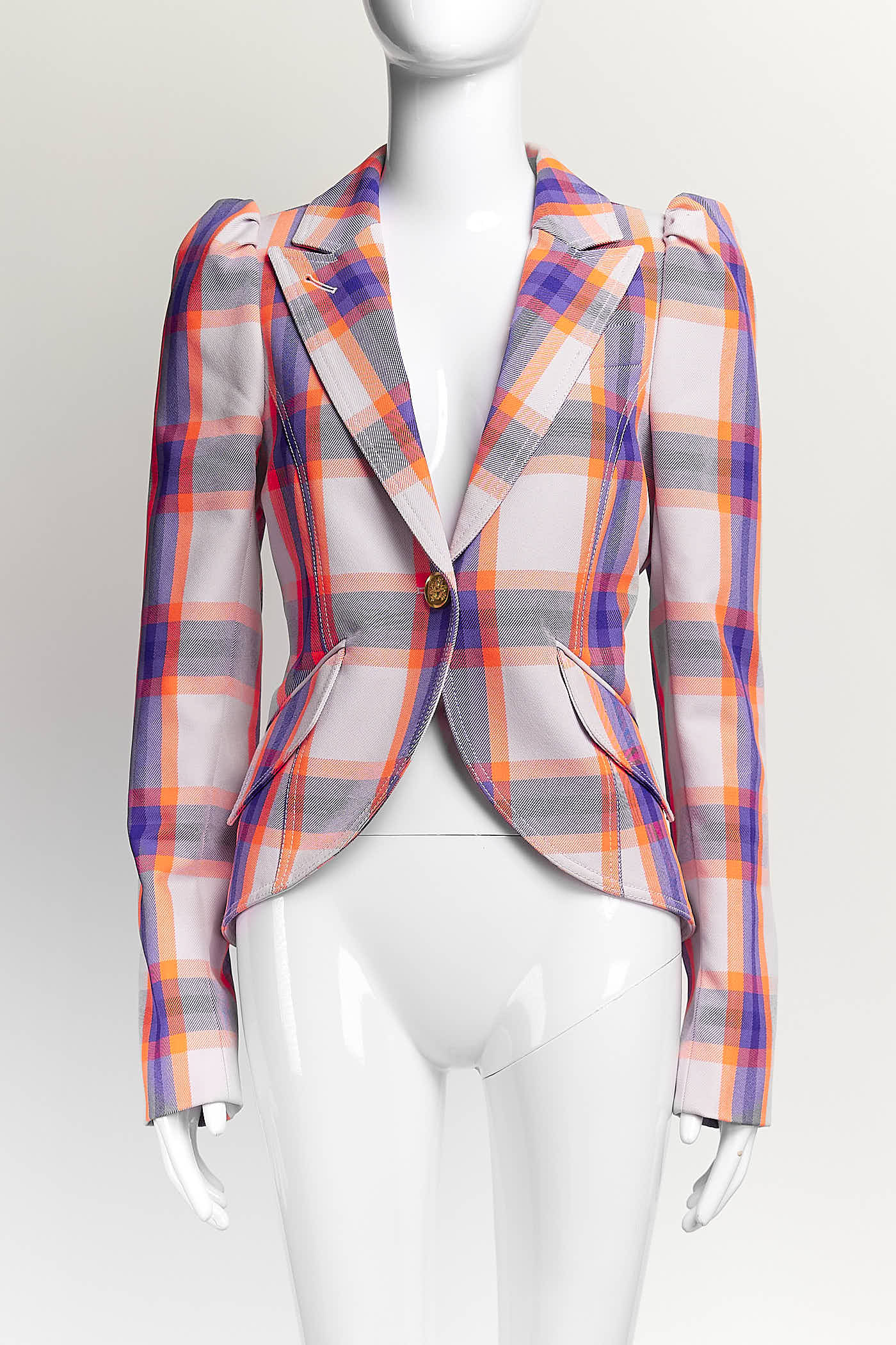 Smythe Purple & Orange Plaid Two Piece Suit 8