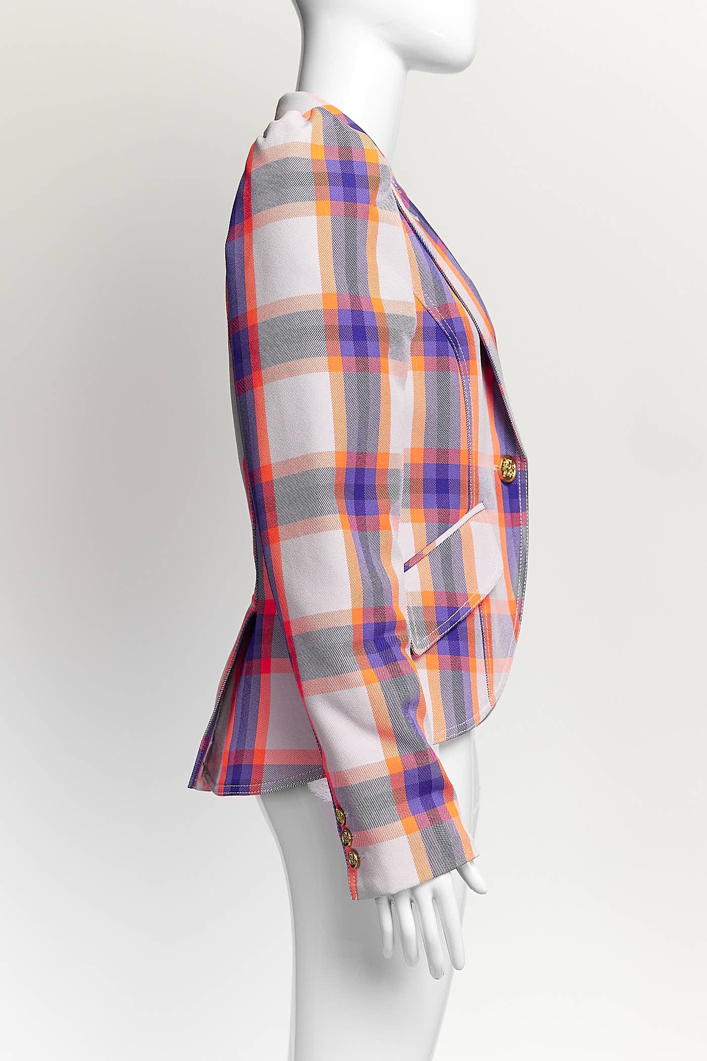 Smythe Purple & Orange Plaid Two Piece Suit 8