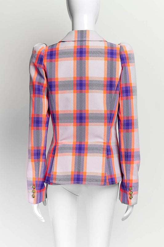 Smythe Purple & Orange Plaid Two Piece Suit 8