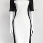 Stella McCartney Black/White Neck Knee-Length Dress 42