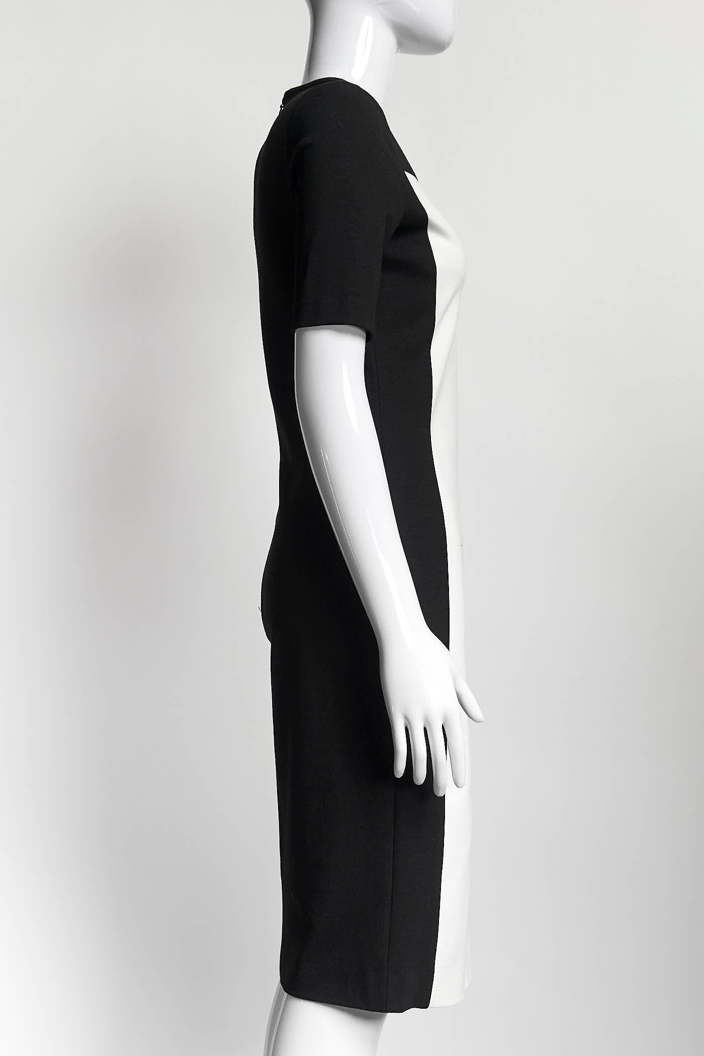 Stella McCartney Black/White Neck Knee-Length Dress 42