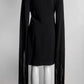 Stella Mccartney Long Black Fringed Cuff V-neck Dress 38
