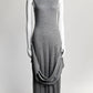 TOTEME Turtle Neck Draped Grey Wool-Silk Knit Dress S
