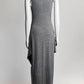 TOTEME Turtle Neck Draped Grey Wool-Silk Knit Dress S
