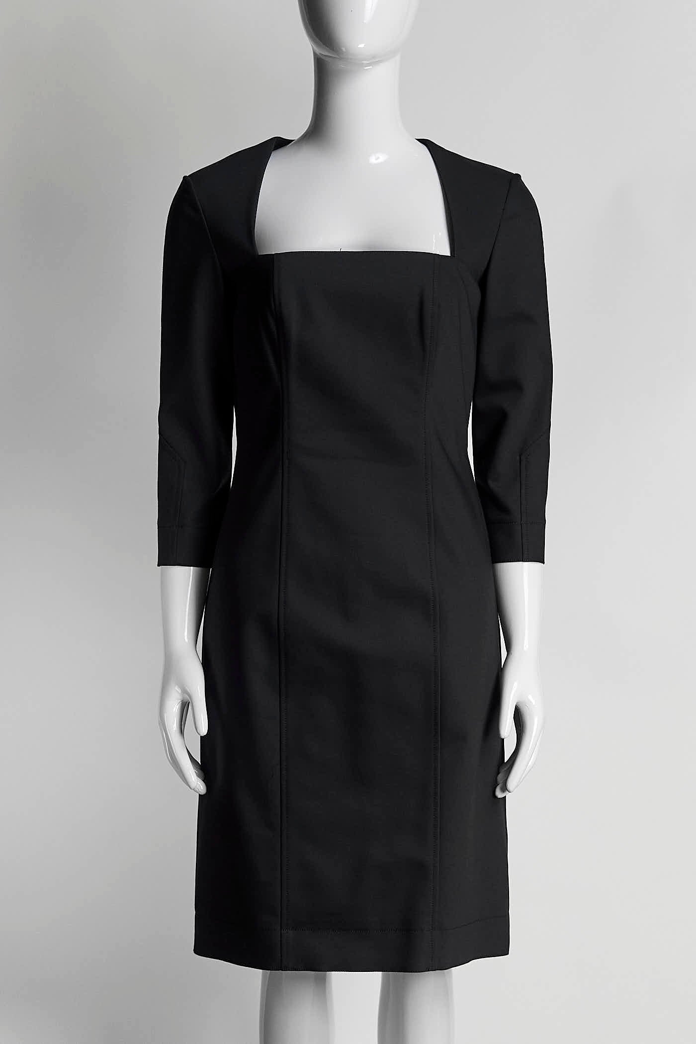 The Row Gamner Black Dress with Square Neckline 4