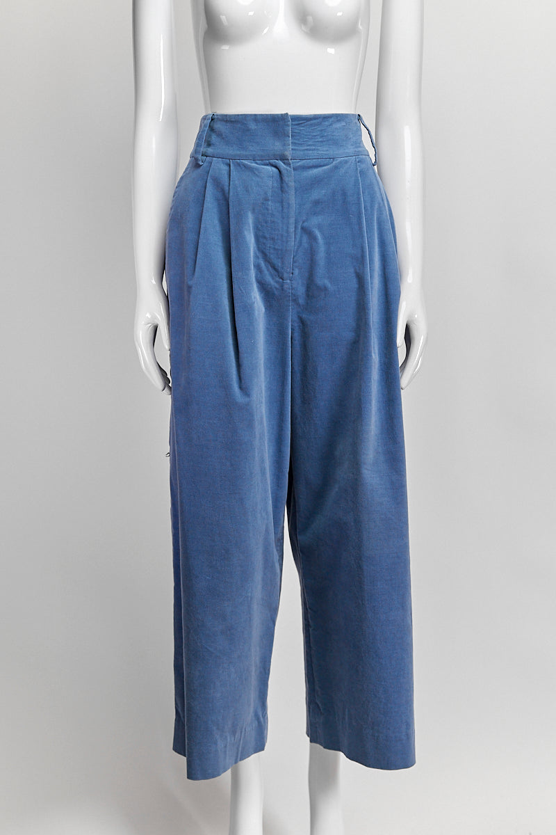 Tibi Blue Velvet Pants 4