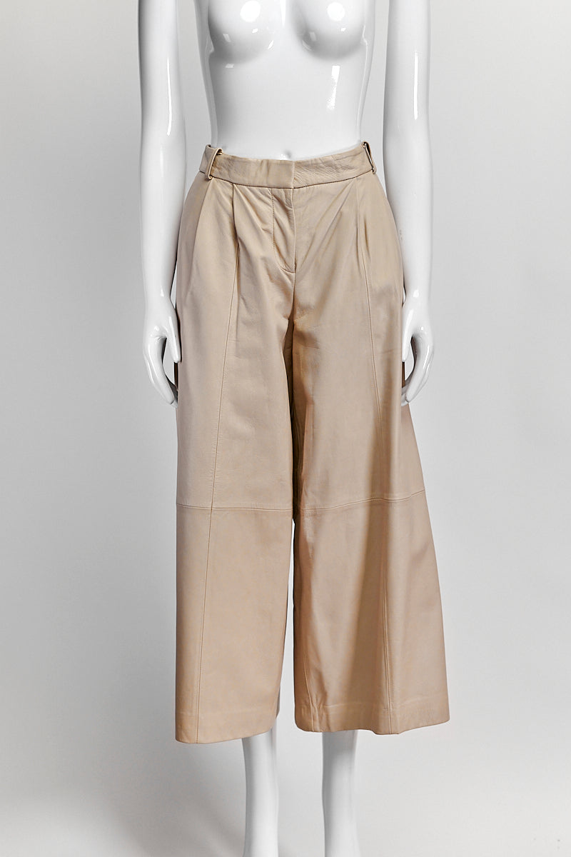 Tibi Cream Lamb Leather Pants US 6