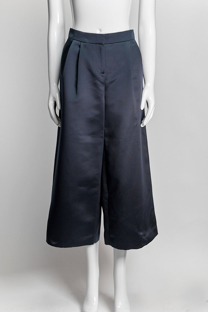 Tibi Navy Satin Wide Leg Pant US 6