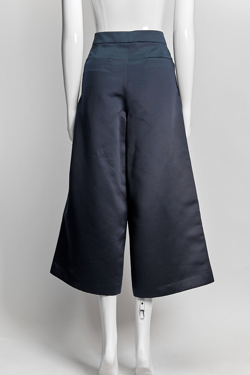 Tibi Navy Satin Wide Leg Pant US 6