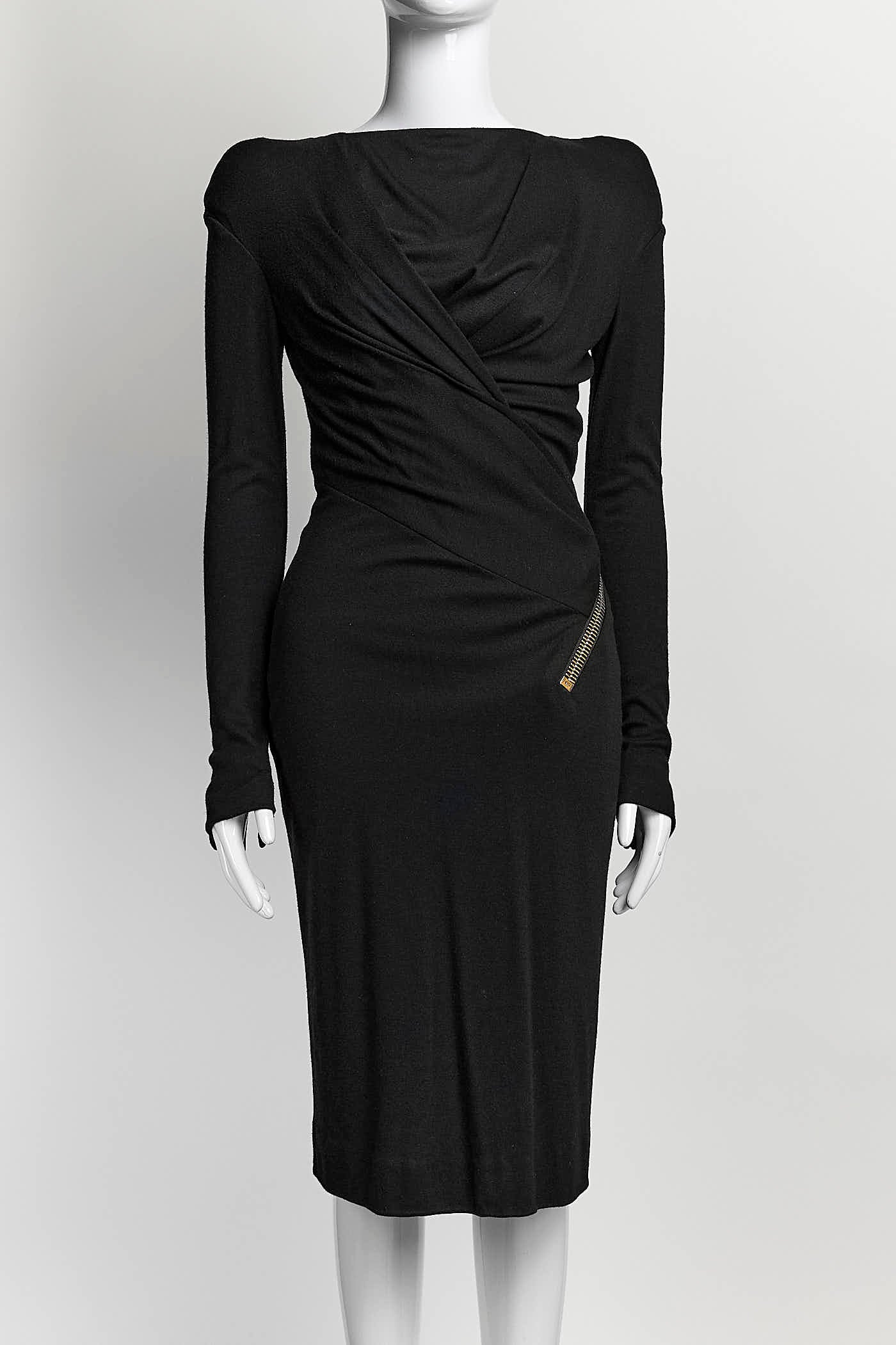 Tom Ford Black Dress with Zipper Detail 40