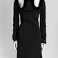 Tom Ford Black Shoulder Cut-off Dress with Velvet Detail 44