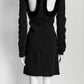 Tom Ford Black Shoulder Cut-off Dress with Velvet Detail 44