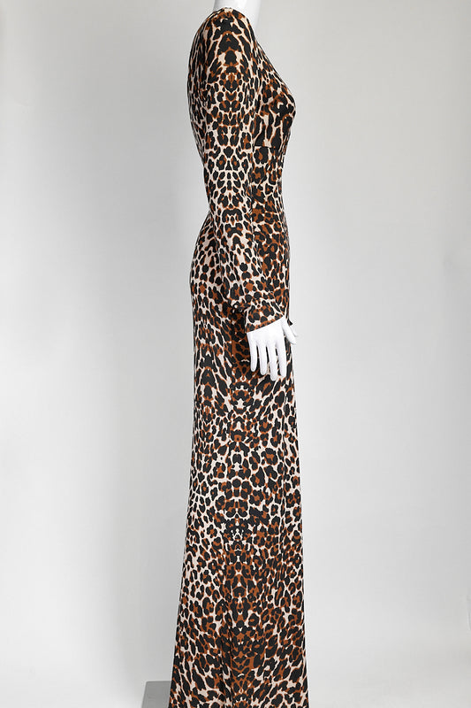 Tom Ford Twist-front Leopard-print Jersey Maxi Dress IT 40