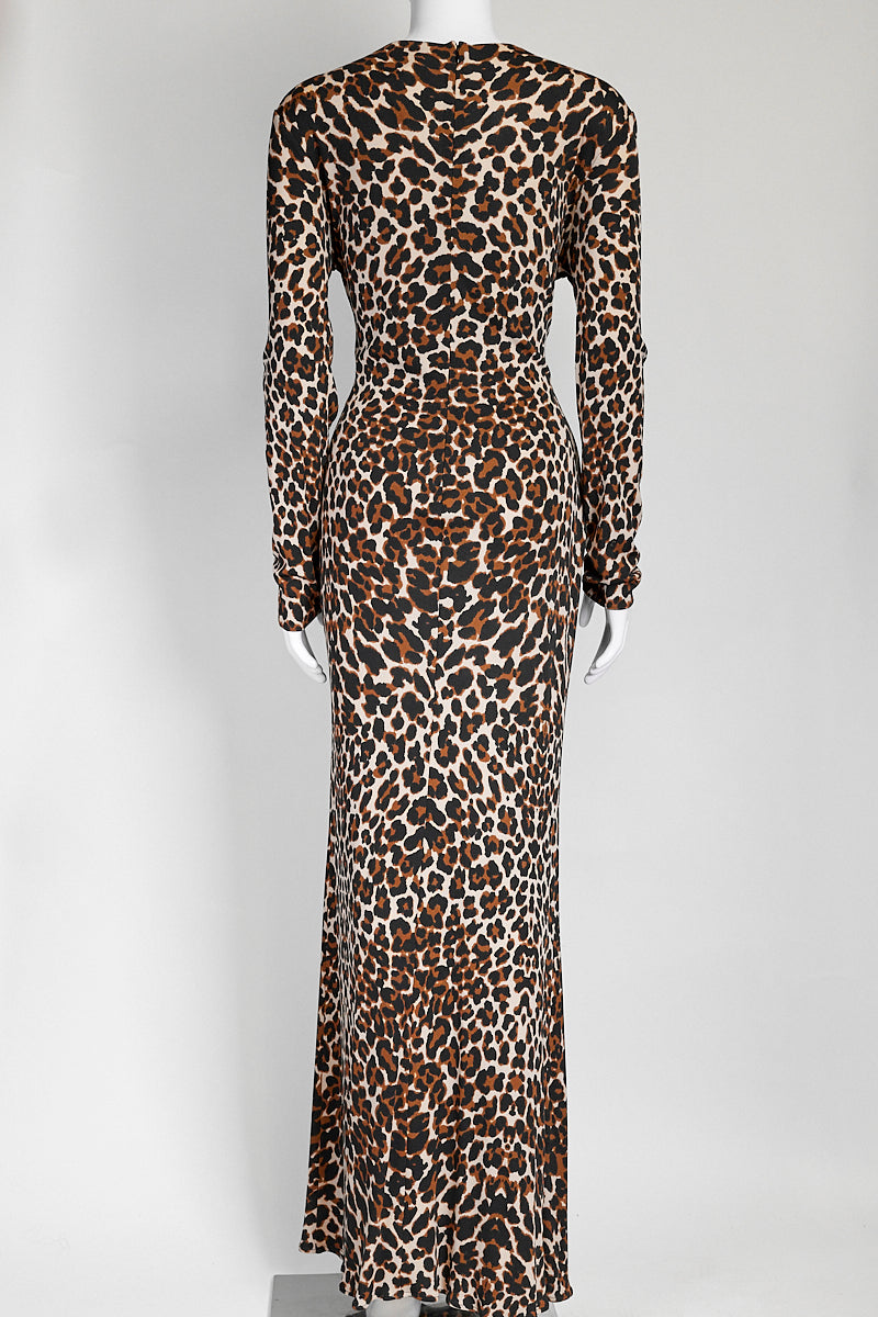 Tom Ford Twist-front Leopard-print Jersey Maxi Dress IT 40