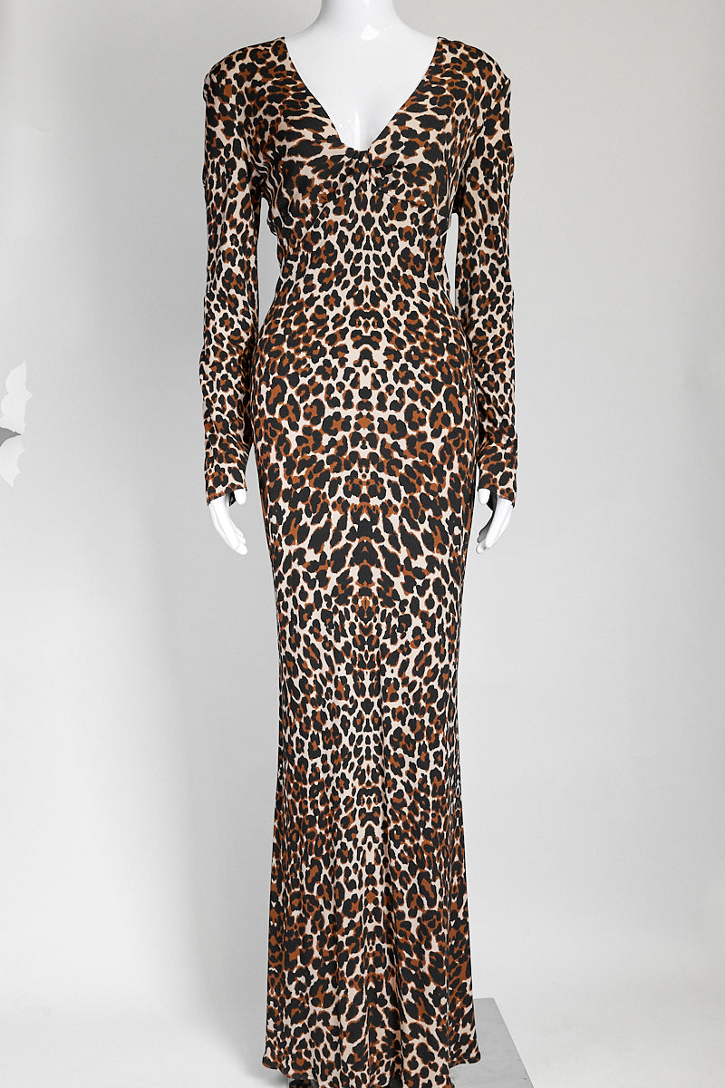 Tom Ford Twist-front Leopard-print Jersey Maxi Dress IT 40