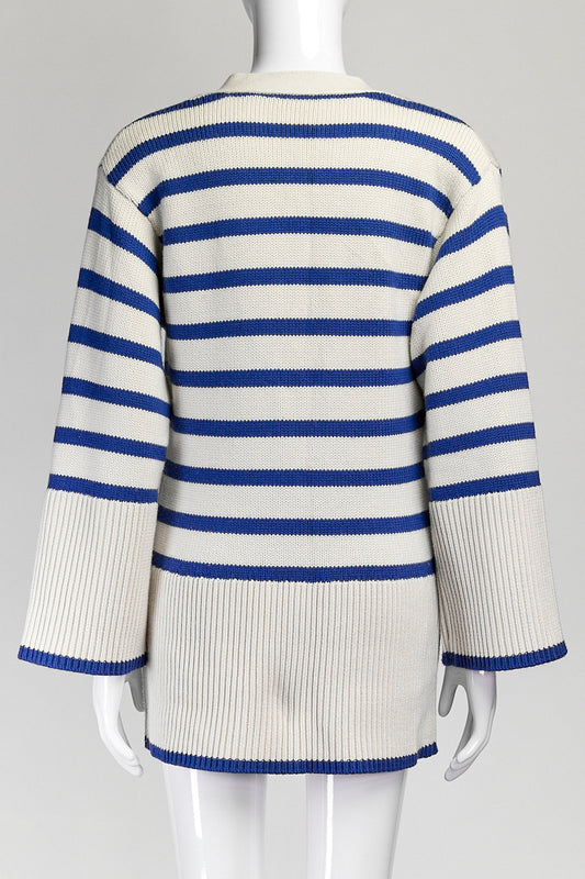 Toteme Blue Striped Knitted Cardigan S