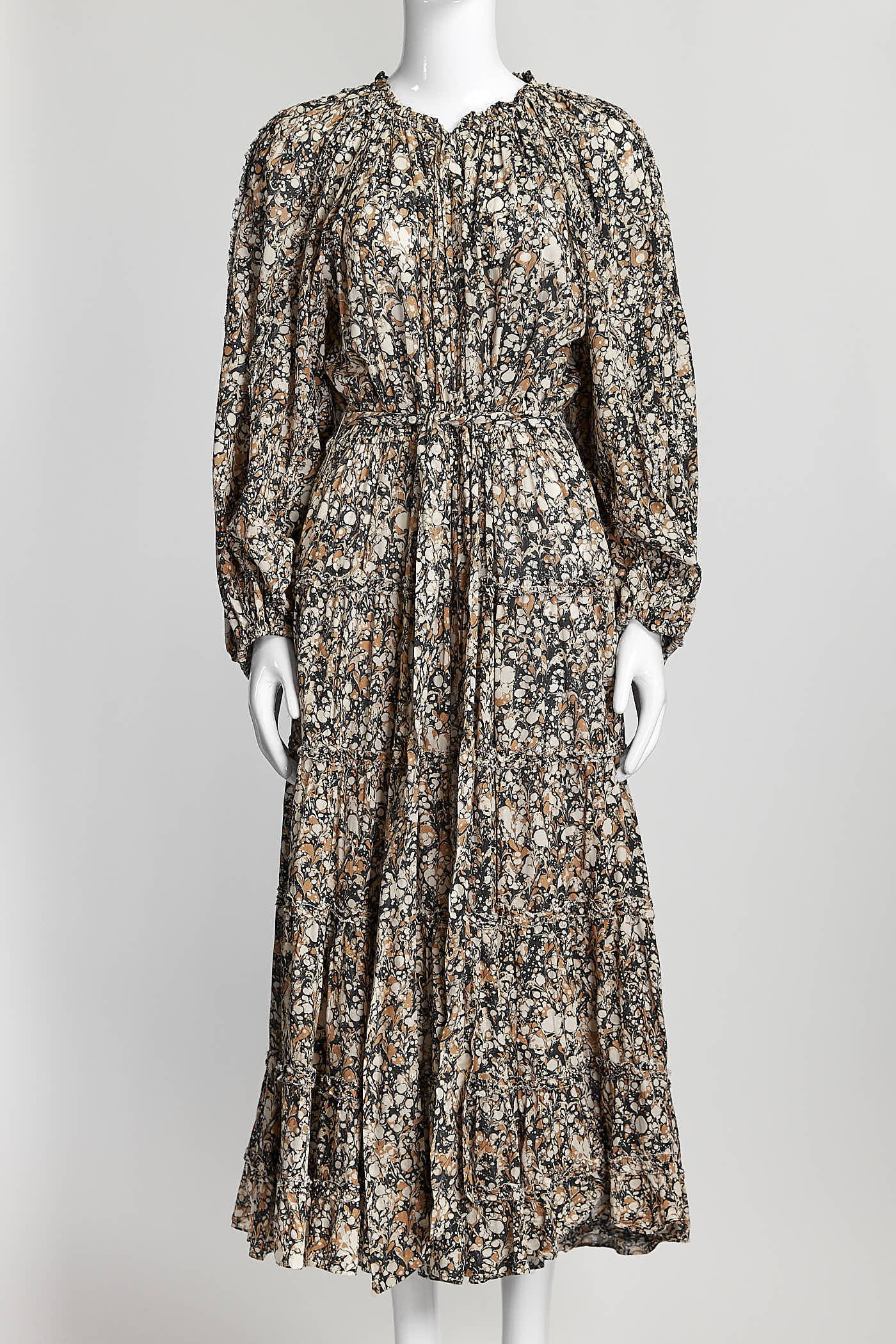 Ulla Johnson Black/Yellow Floral Print Long Dress